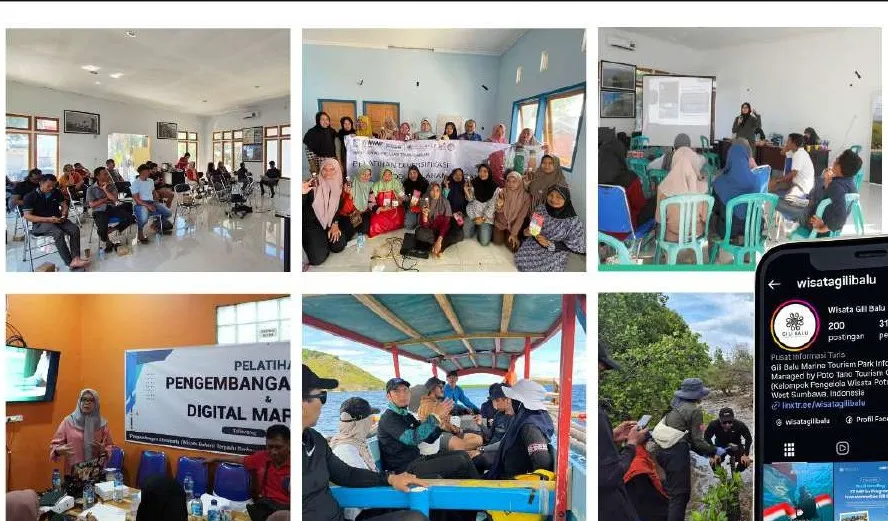 Kolase pelatihan digital marketing untuk pengelola wisata Gili Balu