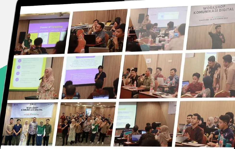 Kolase foto Workshop Komunikasi Digital di PPI Curug