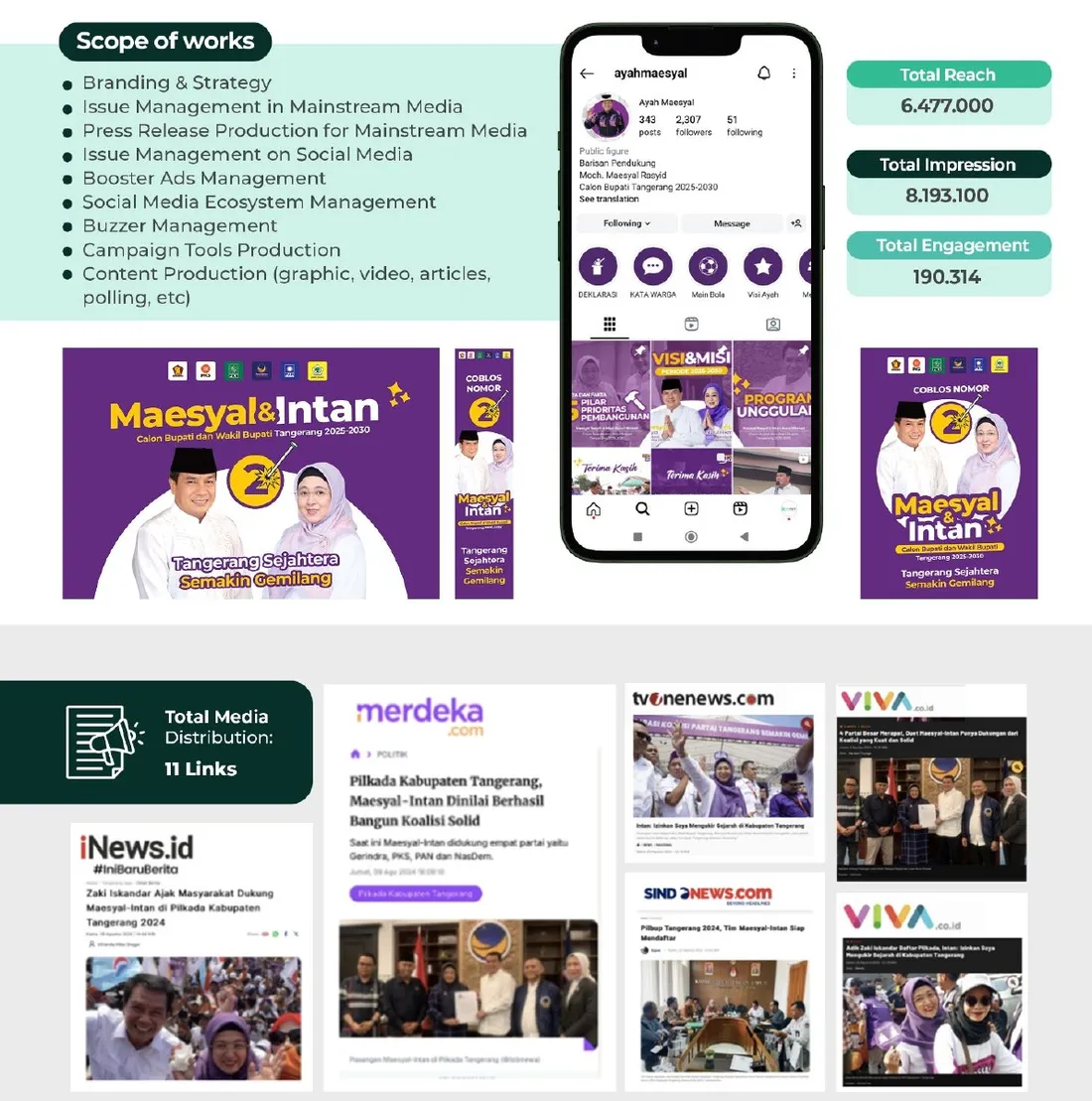 Visual kampanye Maesyal Rasyid & Intan Nurul Hikmah · Pilkada Kab. Tangerang 2024